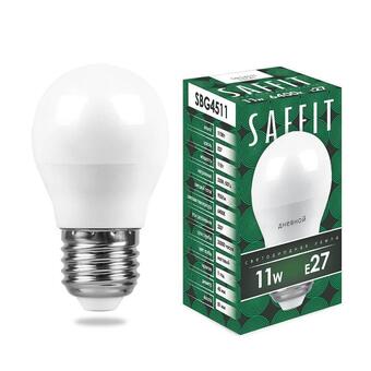 Лампа светодиодная Saffit E27 11W 6400K Шар Матовая SBG4511 55141