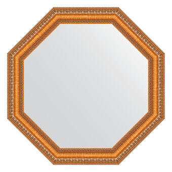 Зеркало в багетной раме - золотые бусы на бронзе 60 mm (56x56см) EVOFORM OCTAGON BY 3977