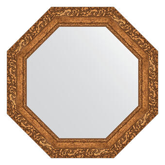 Зеркало в багетной раме - виньетка бронзовая 85 mm (65,4Х65,4см) EVOFORM OCTAGON BY 3773