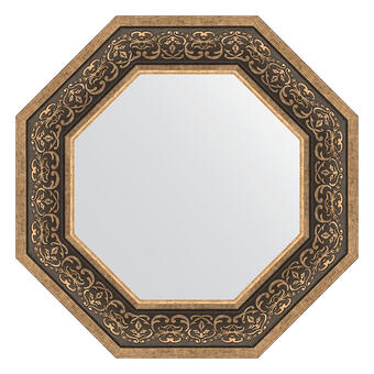 Зеркало в багетной раме - вензель серебряный 101 mm (59,4Х59,4см) EVOFORM OCTAGON BY 3841
