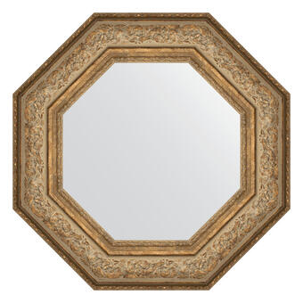 Зеркало в багетной раме - виньетка античная бронза 109 mm (60,6Х60,6см) EVOFORM OCTAGON BY 3850