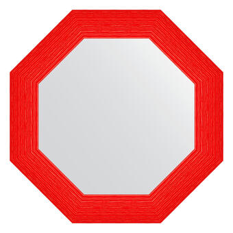 Зеркало в багетной раме - красная волна 89 mm  (67x67см) EVOFORM OCTAGON BY 3884
