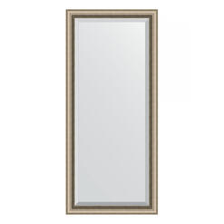 Зеркало с фацетом в багетной раме - состаренное серебро с плетением 70 mm (73х163см) EVOFORM EXCLUSIVE BY 1202