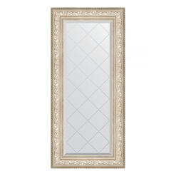 Зеркало с гравировкой в багетной раме - виньетка серебро 60x130cm Evoform Exclusive-G BY 4082