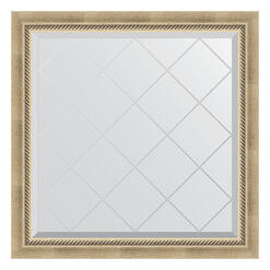 Зеркало с гравировкой в багетной раме - состаренное серебро с плетением 83x83cm Evoform Exclusive-G BY 4304