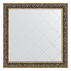 Зеркало с гравировкой в багетной раме - вензель серебряный 101 mm (109x109см) EVOFORM EXCLUSIVE-G BY 4465