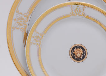 Набор тарелок мелких Leander 6шт. 25см Сабина Версаче, Золотая лента 02160125-A126