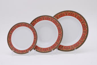 Набор тарелок Leander 6 персон 18 предметов Сабина Красная лента 02160129-0979