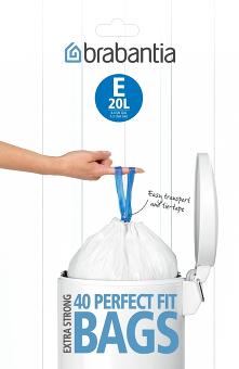 Мешки для мусора Brabantia PerfectFit размер E (20 л), упаковка-диспенсер, 40 шт. 362002